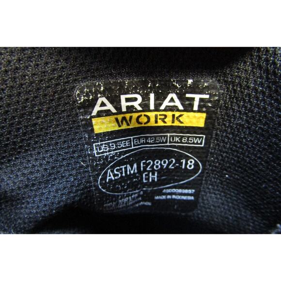 Ariat Mens Size 9.5 EE Black Leather Lace Up Non Slip Work Boots